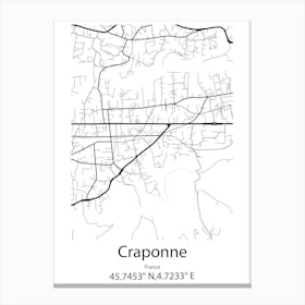 Craponne,France Minimalist Map Canvas Print