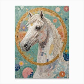 White Horse Mosaic Canvas Print