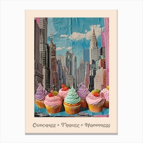Cupcakes + Travel = Happiness Poster Canvas Print