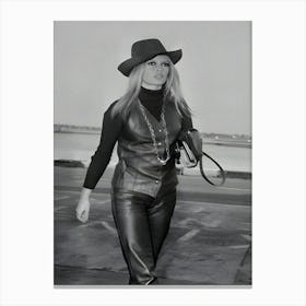 French Actress, Singer And Fashion Model Brigitte Bardot Wearing Leather Waistcoat Canvas Print