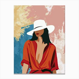 Woman In A Hat, Minimalism Canvas Print