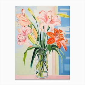 A Vase With Amaryllis, Flower Bouquet 2 Canvas Print