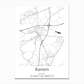 Kamen,Germany Minimalist Map Canvas Print