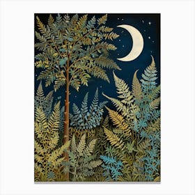 William Morris Ferns At Night Canvas Print