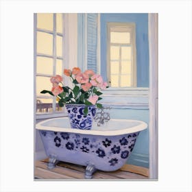 A Bathtube Full Of Pansy In A Bathroom 3 Canvas Print