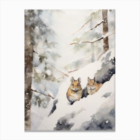 Winter Watercolour Pika 2 Canvas Print