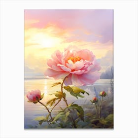Peony In Watercolor  (4) Canvas Print