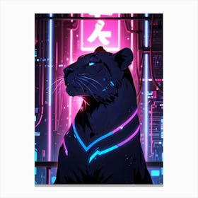 Neon Black Cat Canvas Print