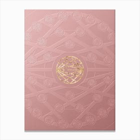 Geometric Gold Glyph on Circle Array in Pink Embossed Paper n.0106 Canvas Print