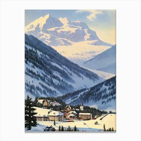 Engelberg, Switzerland Ski Resort Vintage Landscape 3 Skiing Poster Canvas Print