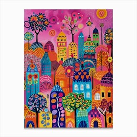 Kitsch Colourful Bangkok Inspired Cityscape  1 Canvas Print