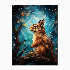 Squirrel In The Night Sky Canvas Print