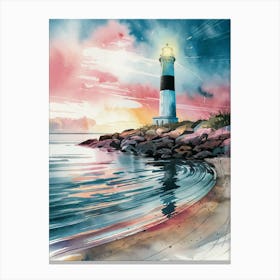 Lighthouse At Sunset,Anime Art Lofi Canvas Print