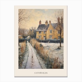 Vintage Winter Painting Poster Cotswolds United Kingdom 3 Canvas Print