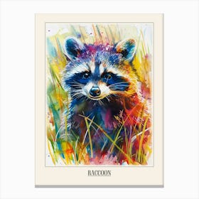 Raccoon Colourful Watercolour 2 Poster Canvas Print