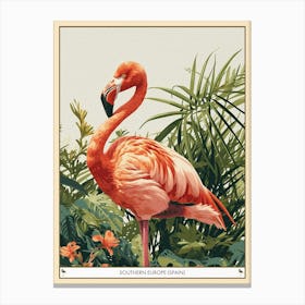 Greater Flamingo Southern Europe Spain Tropical Illustration 6 Poster Canvas Print