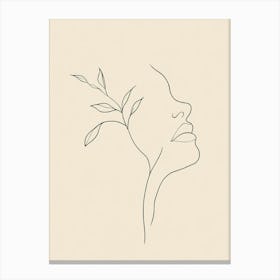 Woman'S Face With Leaves Canvas Print