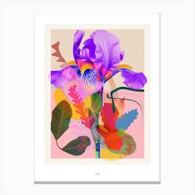 Iris 4 Neon Flower Collage Poster Canvas Print