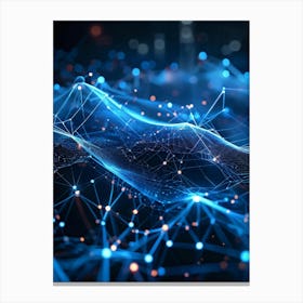 Abstract Digital Datum Intertwining With Connections And Ai Networks Featuring A Three Dimensional (1) Canvas Print