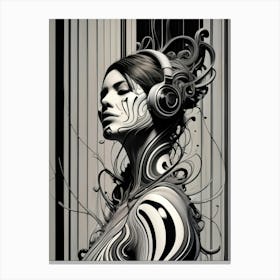 Abstract Woman With Headphones 1 Canvas Print