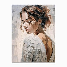 Sensuous Woman, With Back To Camera Looking Over Shoulde Canvas Print