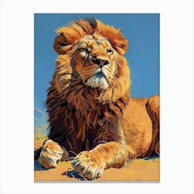 African Lion Relief Illustration Resting 1 Canvas Print