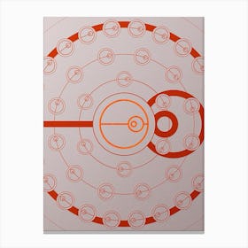 Geometric Abstract Glyph Circle Array in Tomato Red n.0207 Canvas Print