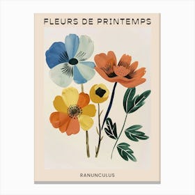 Spring Floral French Poster  Ranunculus 2 Canvas Print