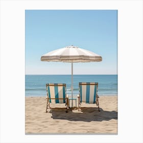 Beach Lounge Beds Beach Summer Photography 2 Canvas Print