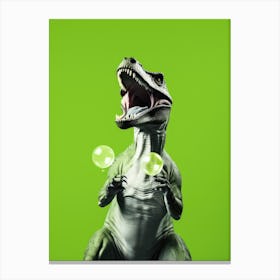 T-Rex With Bubbles Canvas Print
