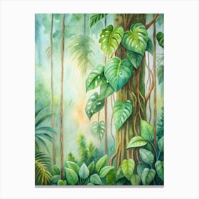 Tropical Jungle Watercolor Painting Canvas Print