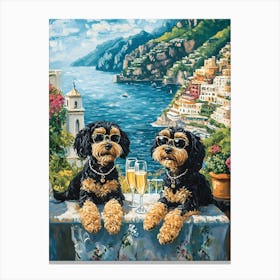 Terriers Drink in Italy Canvas Print