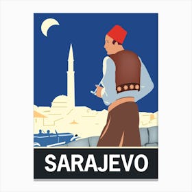 Sarajevo at Night, Bosnia Canvas Print