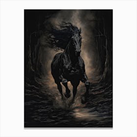 A Horse Painting In The Style Of Tenebrism 1 Canvas Print