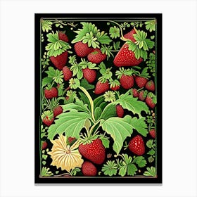 Strawberry Farm, Plant, Vintage Botanical 1 Canvas Print