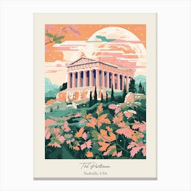The Parthenon   Nashville, Usa   Cute Botanical Illustration Travel 3 Poster Canvas Print