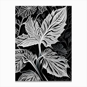 Siberian Ginseng Leaf Linocut 3 Canvas Print