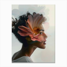 "Woman with Floating Flowers" Canvas Print