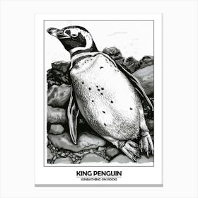 Penguin Sunbathing On Rocks Poster 7 Canvas Print