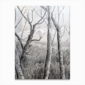 Near & Far - Your Soul is a vast meadow in between (Pencil drawing) Canvas Print