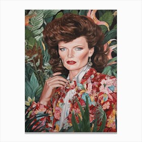 Floral Handpainted Portrait Of Katherine Hepburn 1 Canvas Print
