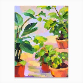 Split Leaf Philodendron 2 Impressionist Painting Plant Canvas Print