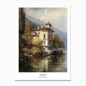 Lake Como, Italy 3 Watercolor Travel Poster Canvas Print