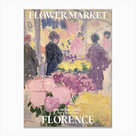 Vintage Flower Market Painting Florence Italy 5 Canvas Print