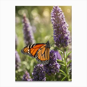 Monarch Butterfly On Lavender Canvas Print