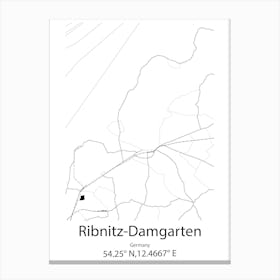 Ribnitz Damgarten,Germany Minimalist Map Canvas Print