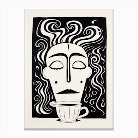 Coffee Face Linocut Inspired 2 Canvas Print