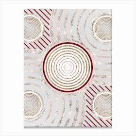 Geometric Abstract Glyph in Festive Gold Silver and Red n.0097 Canvas Print