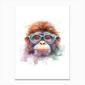 Baby Smart Gorilla Art With Glasses Watercolour Nursery 1 Canvas Print