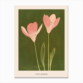 Pink & Green Cyclamen 1 Flower Poster Canvas Print